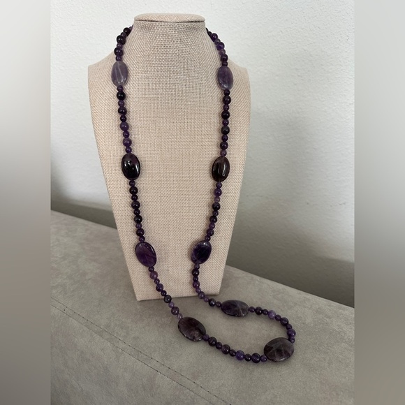 Amethyst bead fashion long necklace by Jay King - Picture 3 of 13